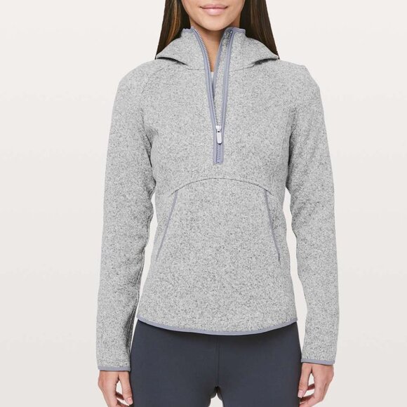 Lululemon Women's Heathered Silver Lilac Fleece & Thank You Half-Zip Pullover 6 - Picture 1 of 9